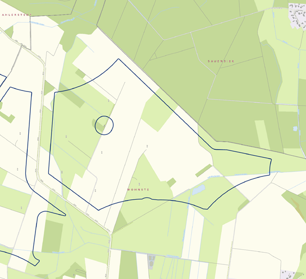 Abbildung 1: Vorranggebiet 039 nördlich von Wohnste im 1. Entwurf des Regionalen Raumordnungsprogramms Rotenburg (Wümme).